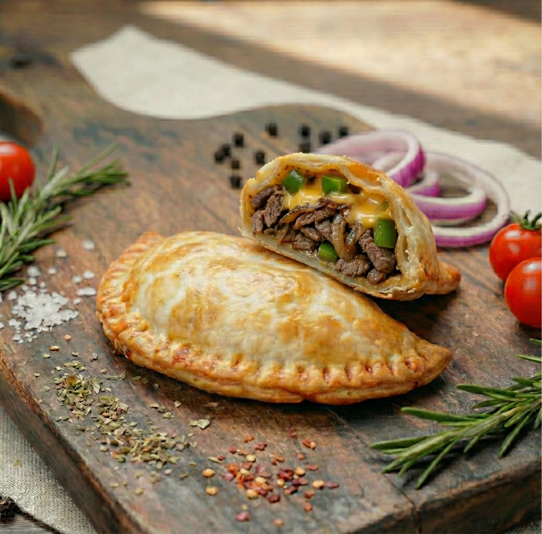 Philly Cheesesteak Empanada
