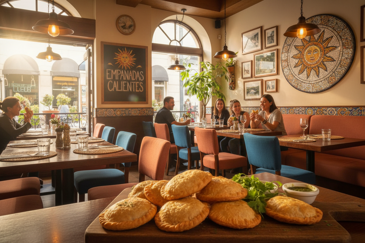 Welcoming storefront or dining area photograph empanada